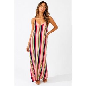 Hyped Unicorn Rainbow Stripe Maxi Dress Boho Y2K‎ Sleeveless Slip Sundress